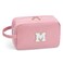 Etercycle Personalized Initial Makeup Bag, Large Travel Make Up Bags, Cute Pink Chenille Letter Bag Preppy Monogram Bag Organizer Bride Bridesmaid Cosmetic Bag Gifts M
