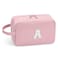Etercycle Pink Makeup Bag, Large Pink Makeup Pouch Personalized Cute Initial Waterproof Makeup Bag Gifts for Women Her Birthday Friends Female Mom Teacher A