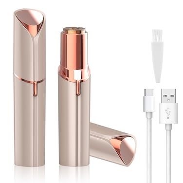 Facial Hair Removal for Women - Mini Travel Face Hair Remover - Electric Shaver Rechargeable Face Trimmer Portable Painless Bikini Razor for Face Lips Chin Armpit Peach Fuzz Arms Legs (Gold)