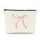 EXUQO Coquette Pink Bow Preppy Small Makeup Bag,Trendy Teen Girls Gifts,Pink Bow Pouch Bag Gift for Women Sister Friend,Funky Zipper Travel Toiletry Aesthetic Cosmetic Bag