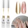 Metallic Gel Nail Polish, Gold Chrome Nail Art Liner Design Polish 2 pcs Set, Painted Drawing Chrome 3D Effect Manicure Art Design with Thin Brush Soak off UV/LED Curing Built for Home Salon