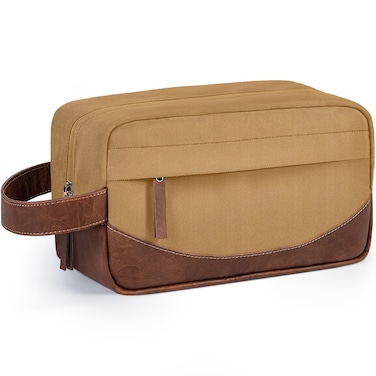 Travel Toiletry Bag for Men, Hanging Toiletry Organizer, Water Resistant Shaving Kit with Large Capacity for Travel Accessories - Brown
