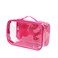 Small Clear Travel Packing Cube/See Through PVC Plastic Pouch for Carry On Suitcase, Backpack or Diaper Bag/Transparent Multipurpose Accessories, Makeup &amp; Underwear Organizer w/Handle (Pink)