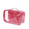 Small Clear Travel Packing Cube/See Through PVC Plastic Pouch for Carry On Suitcase, Backpack or Diaper Bag/Transparent Multipurpose Accessories, Makeup &amp; Underwear Organizer w/Handle (Burgundy)