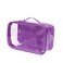 Small Clear Travel Packing Cube/See Through PVC Plastic Pouch for Carry On Suitcase, Backpack or Diaper Bag/Transparent Multipurpose Accessories, Makeup &amp; Underwear Organizer w/Handle (Purple)