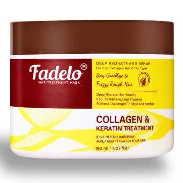 Collagen+Keratin Hair Mask - Deep Repair for Damaged Hair with Argan Oil and Vitamin E - Hydrating Treatment for Dryness and Damage-150 ml, Yellow 5.07 Fl Oz, Floral (5.07 Fl Oz (Pack of 1), Fresh)