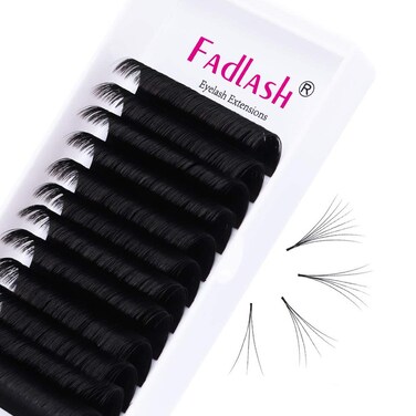 Easy Fan Lashes FADLASH Mega Volume Eyelash Extensions Self Fanning Lashes 5D 6D 7D 10D 0.03 C D Curl Rapid Blooming Lashes (0.03-C, 16mm)