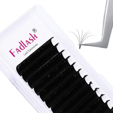 Volume Lashes Extensions FADLASH Self Fanning Eyelash Extensions 8-20mm 0.07 Thickness C D Curl Semi Permanent Easy Fan Volume Lashes (0.07-C, 14mm)