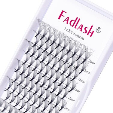 Volume Lash Extensions Mixed Tray 0.07 C Curl 10D Premade Fans Eyelash Extensions 8-14mm Premade Lash Fans Pointed Base Middle Stem Russian Volume Lashes (0.07-C, 8-14mm Mix)