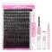 FADLASH Lash Extension Kit 100D Lash Clusters D Curl Lash Cluster Kit DIY Eyelash Extension Kit with Lash Bond and Seal Lash Applicator Tool 3D Effect fluffy Cluster Lashes(100D Kit, Mix 12-18mm)