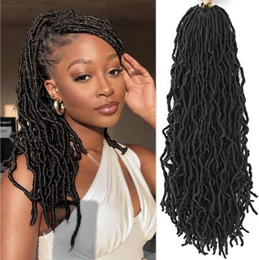 24 Inch Soft Locs Crochet Hair Pre Looped 6 Packs Faux Locs Crochet Braids Goddess Locs Dreadlocs Hair For Black Women (1B, 24 Inch (Pack of 6))