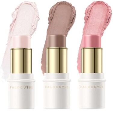 3 Pcs FAIR-COOL Contour Stick Set,Cream Blush &amp; Highlighter Bronzer Pen,Long Lasting &amp; Smooth Natural Face Contouring Illuminator,Professional Makeup Kit for All Skin
