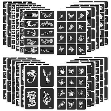 Tattoo Stencils For Kids Teens Adults, 24 Sheets Henna Tattoo Stencil Kit, 400 Tattoos Design, Tattoo Stencils for Real Tattoos, Airbrush Tattoo Stencils, Henna Stencils for Face Hand Finger
