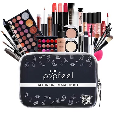 All-in-one Makeup Set Holiday Gift   Full Makeup Kit for Women Essential Starter Bundle Include Eyeshadow Palette Lipstick Blush Cream Concealer Face Powder Eyeliner Mascara Lipgloss Brush