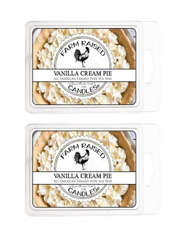 Vanilla Cream Pie 6 Ounces 2 Pack Natural Soy Wax Melts - 12 Cubes - 100% American Made - Farm Raised Candles - American Farmed Wax Warmer Melt Vanilla Cream Pie