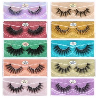 FARRED Wholesale False Lashes 10 Pairs 10 Styles Medium Length Vegan Eyelashes Fluffy Volume Strip Lashes Bulk 10 Portable Boxes Fake Eyelashes Mixed Natural Look 3D Faux Mink Lashes(mix 10pairs)