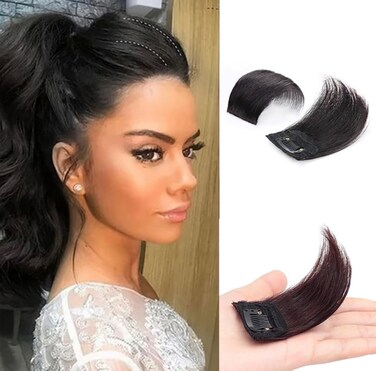 Clip in Hair Extensions Add Hair Volume Silky Straight Human Hair Wiglets Pieces for Thinning Hair Invisible Hairpin for Women (Brown)