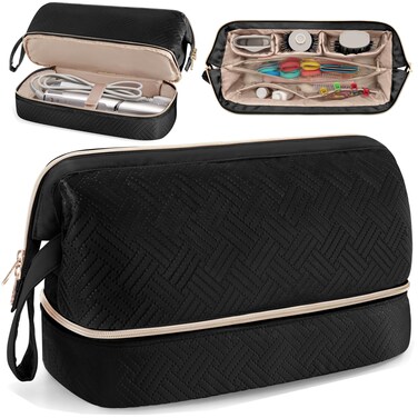 Fasrom Travel Case Compatible with Shark Flexstyle Hair Dryer, Wide-open Hair Tools Bag Compatible with Dyson Airwrap Attachments Storage for Women Travel Essentials, Black (Patent Design, Bag Only)