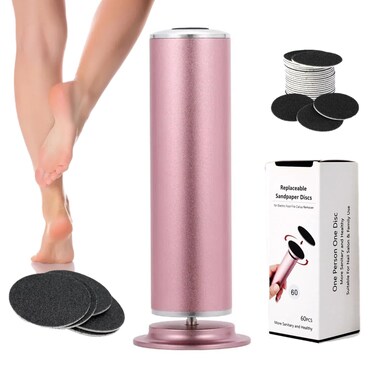 Electric Foot Callus Remover with 60 Sandpaper Discs, (Adjustable Speed) Professional Electric Foot File Pedicure Tool, Foot Sander for Dead Skin on Feet,Pink