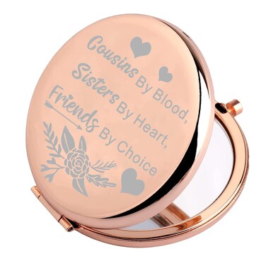 FEELMEM Cousin Compact Mirror Cousins by Blood Sisters by Heart Makeup Mirror Best Cousin Ever Gift