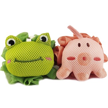 Shower Loofah Sponges for Kids,Cute Frog and Octopus Shape Toddler Bath Exfoliating Body Scrubber Mesh Loofahs Sponge[2 Pack],Designed for Baby Women Boys and Girl