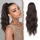 FESHFEN Ponytail Extensions, Drawstring Ponytails Hair Extension Chocolate Brown with Dark Brown Long Curly Wavy Hair Piece Synthetic Pony Tail Hairpieces for Women, 18 inch