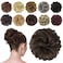 FESHFEN Messy Bun Hair Piece - Elastic Wavy Curly Hair Bun Scrunchies Extensions Synthetic Chignon Hairpieces for Women Girls, Dark Brown &amp; Light Auburn Mixed 1 PCS