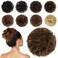 FESHFEN Human Messy Buns - 100% Human Hair Bun Real Scrunchies Hair Pieces Ponytail Extensions Wavy Tousled Updo Chignon Hairpieces for Women，Chocolate Light Brown