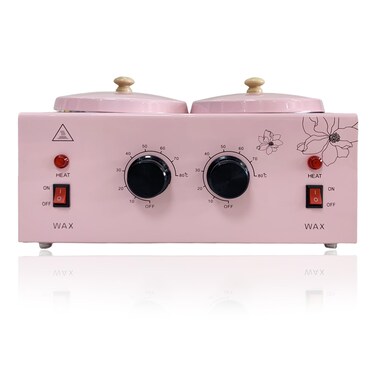 Double Pots Wax Warmer Professional Melted Wax Beads for Hair Removal,Fast Electric Wax Heater with Adjustable Temperature Set for Women (Pink-Double Pots)