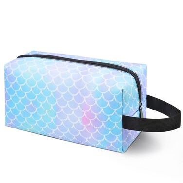 Fiodrimy Kids Toiletry Bag for Girls, Travel Toiletry Bag for Little Young Girls Waterproof Hanging Wash Bag Toddler Unicorn Mermaid Traveling Toiletries Storage Bag (Blue Mermaid)