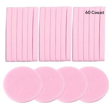 Facial Sponge Compressed Makeup Remover 60 Count Wash Pads Round Soft Face Cleansing Sponges for Woman Exfoliating Mask,Makeup Removal,Spa Cleaning,Pink