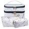 FITINI 3 Pieces Makeup Bags Marble Double Layer Travel Large Cosmetic Cases Organizer Toiletry Bags Waterproof Small Zipper Pouch for Women Makeup Brush Storage Bag,White