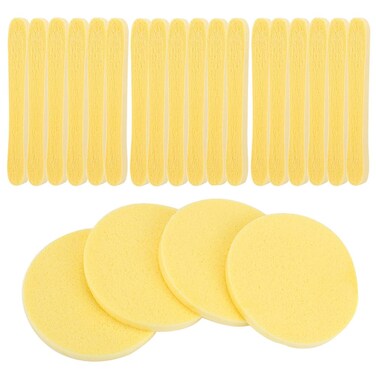 Facial Sponge Compressed Makeup Remover 60 Count Wash Pads Round Soft Face Cleansing Sponges for Woman Exfoliating Mask,Makeup Removal,Spa Cleaning,Yellow