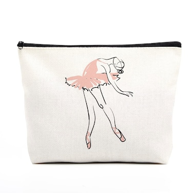 fkovcdy Ballet Makeup Bag - Ballerina Dance Bag for Dancer Gift, Ballet Lover, Teacher, Recital - Zipper Bag for Female Friend Birthday Gift