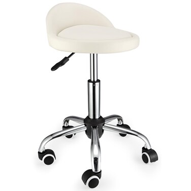 Swivel Rolling Stool with Wheels Height Adjustable Stool Chair Drafting Chair with Backrest Black