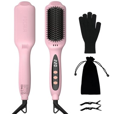 Hair Straightener Brush Heated Straightening Brush: Ceramic Negative Ionic Hot Brush Hair Straightener for Straightening Smoothing Women Hair - Reduce Frizz 30s Fast Heating Dual Voltage