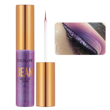 FOCALLURE Beam Eyeliner, Metallic Glitter Shimmer Eye Liner, Waterproof Liquid Eyeliner Pencil, Quick Drying, Sparkling Eye Makeup for Costume &amp; Party, #04 AMETHYST