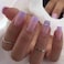 Purple Press on Nails Bling Fake Nails Square Cute Women's Bling False Nails Daily Wear Artificail Nails for Women and Girls-24Pcs