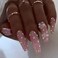 Coffin Press on Nails Long, Pink Fake Nails Acrylic Crystal False Nails,Artificial Nails for Women and Girls,24 pcs