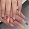 Acrylic Fake Nails Stiletto Long Press on Nails Summer Nails Flower Design Luxury Clear False Nail Tips 24 pcs