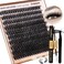 Focipeysa Eyelash Extension Kit, 200pcs 80D Mink Fur False Eyelashes, 10-18mm DIY Lash Clusters, Matte Black, Vegan, Cruelty Free, Includes Lash Bond &amp; Remover, Tweezers