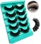 5 Pairs False Eyelashes Russian Fluffy Strip Lashes Faux Mink Lashes Like Eyelash Extension Volume D Curl Fake Eyelashes Pack