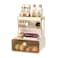Makeup Organizer with Storage Drawer,Cosmetic Display with Lipsticks Brush Holder Perfume Tray,Organize Cosmetics and Beauty Supplies for Vanity,Dresser,Bathroom,Desktop Organizer,Amber