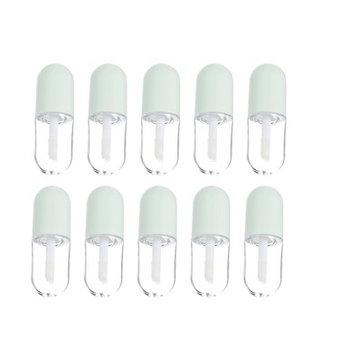 FOMIYES 10Pcs 5ml Cute Capsule Shaped Mini Lip Gloss Tubes Refillable Lip Balm Bottles Clear Empty Lip Balm Containers Plastic Lipstick Tube with Wands for DIY Cosmetics Green