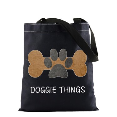 FOTAP Dog Lover Shopping Bag Dog Owner Tote Bag Doggie Things Tote Bag Dog Toys Tote Bag Dog Park Shopping Bag Doggie Gift