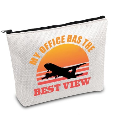 Pilot Gift Flight Attendant Makeup Bag Cabin Crew Zipper Pouch Flight Crew Gift Air Stewardess Cosmetic Bag New Pilot Gift (OFFICE VIEW)