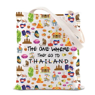 FOTAP Thailand Trip Tote Bag Thailand Souvenir Gift Thailand Welcome Bag Thailand Housewarming Gift Travel Memory Gift (Thailand tote)