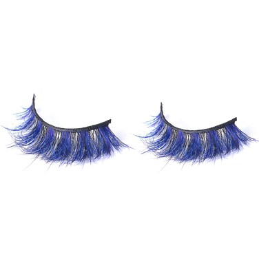 Color Eyelashes,Beautiful Natural False Eyelashes,3D Mink Color Eyelashes 20mm Short Style (Blue Black)