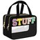 SIMBOOM Clear Letter Makeup Bag, Black, L Size, Clear Bag