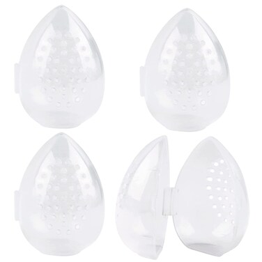 Framendino, 4 Pack Breathable Makeup Sponge Case Protective Plastic Beauty Container Blender Holder Cosmetic Egg Storage Cases for Women Girls Travel Clear Teardrop-Shaped